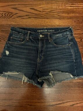 American Eagle Outfitters women’s Dark blue Frayed Hem Denim Shorts size 8